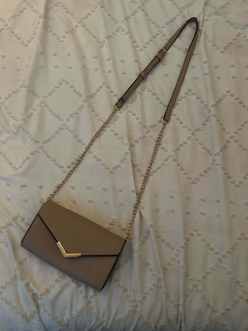 Taupe Chain-Strap Crossbody Bag